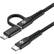 Kable USB - Kabel USB - USB-C - Lightning CELLY 1 m 60W Czarny - miniaturka - grafika 1