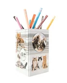 Ołówki - HERMA 19733 pojemnik na długopisy z motywem kota, składany, stabilny tektura, pojemnik na długopisy dla dziewcząt i chłopców, prostokątny pojemnik na kredki, markery, ołówki, pędzle do makijażu - miniaturka - grafika 1
