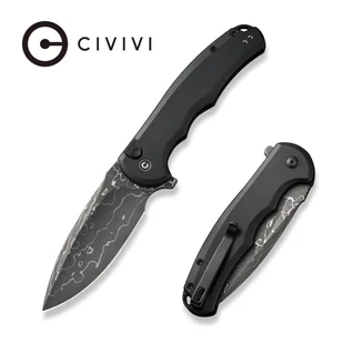 Nóż składany Civivi Button Lock Praxis Black Aluminium, Damascus (C18026E-DS1) - Noże - miniaturka - grafika 1