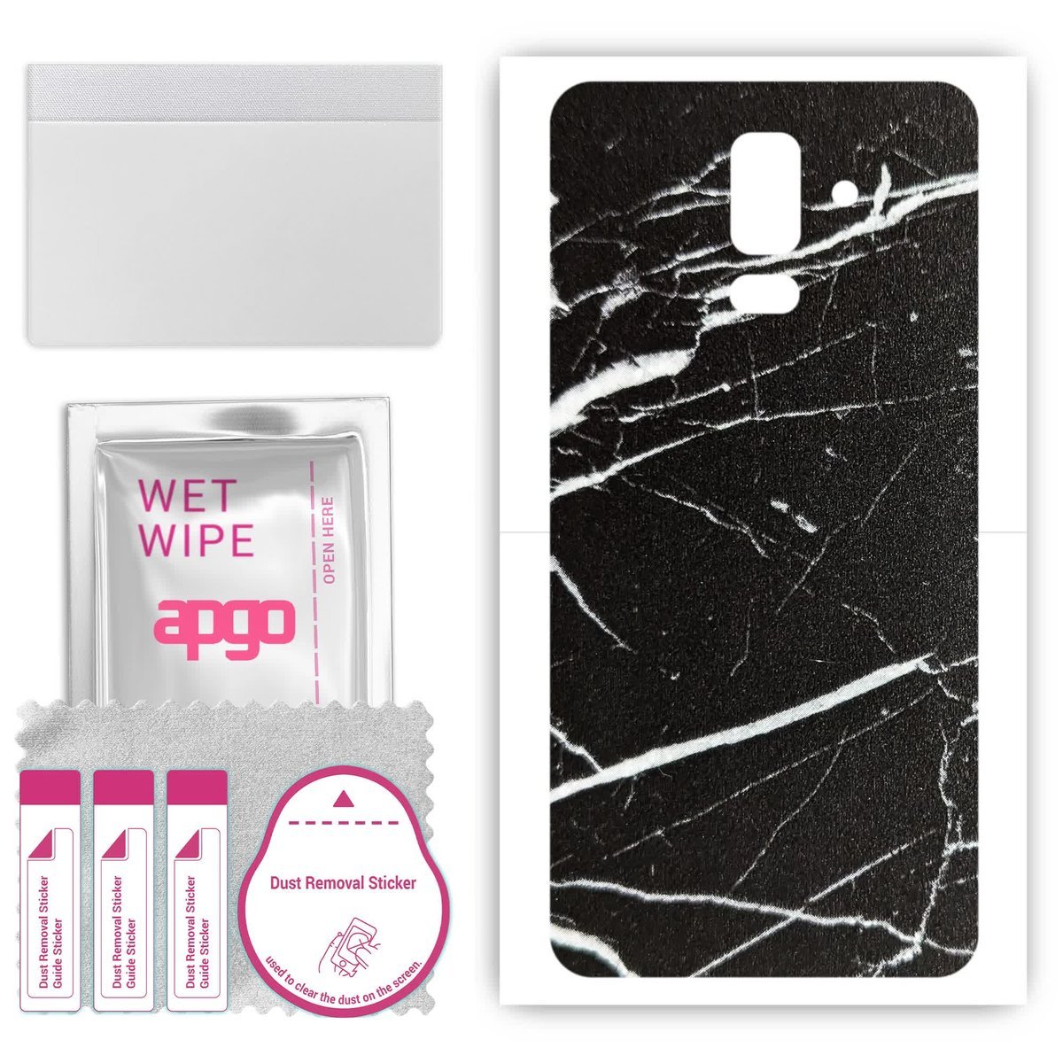 Folia naklejka skórka strukturalna na TYŁ do Samsung Galaxy J8 - Marmur Ciemny - apgo SKINS