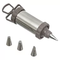 Formy do ciast - Secret de Gourmet Szpryca do dekorowania ciastek dekorator inox 4 końcówki - miniaturka - grafika 1