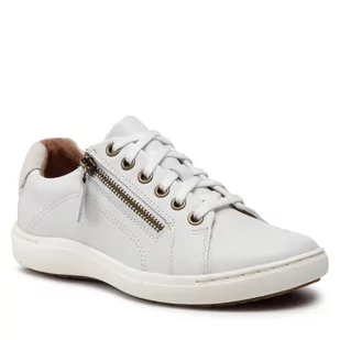 CLARKS Sneakersy Nalle Lace 261650014 White Leather - Sneakersy damskie - miniaturka - grafika 1