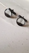 Spinki do mankietów i krawatów - Spinki do mankietów czarna akwarela - miniaturka - grafika 1