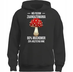 BLUZA Z KAPTUREM MÓJ POZIOM ZAANGAŻOWANIA MUCHOMOR CZERWONY PREZENT - Bluzy męskie - miniaturka - grafika 1