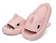 Skarpetki dla dzieci - GRUBE KLAPKI NA BASEN REKINY ANTYPOŚLIZGOWE KAPCIE SHARK RÓŻOWE 36-37 - miniaturka - grafika 1