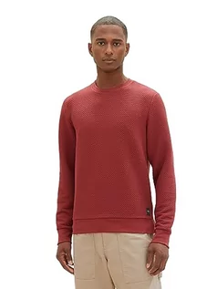 Bluzy męskie - TOM TAILOR Męska bluza basic o delikatnej strukturze, 32220-Burned Bordeaux Red, XXL - grafika 1