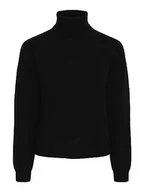 Swetry damskie - PIECES Damski sweter z golfem PCJULIANA, czarny, XL - miniaturka - grafika 1