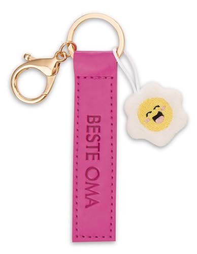 NICI 62006 breloczek do kluczy najlepsza babcia sztuczna skóra 10 cm z kwiatowym różowym towarzyszem do plecaka lub torby, uchwyt na klucze dla małych i dużych 62006