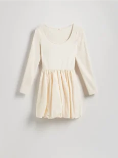 Reserved - Bawełniana sukienka bombka - złamana biel - Sukienki - miniaturka - grafika 1