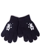Rękawiczki - Rękawiczki dziewczęce pięciopalczaste czarne z króliczkiem dotykowe 16 cm YOCLUB - miniaturka - grafika 1