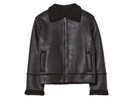 Kurtki i płaszcze dla chłopców - pepperts!® Kurtka dziecięca w stylu ramoneski, z kożuszkiem (134, Czarny) - miniaturka - grafika 1