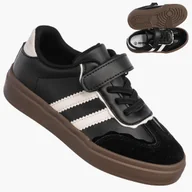 Buty dla chłopców - Buty Chłopięce Trampki Czarne Sneakersy na Rzepy Dziecięce R1444P 27 - miniaturka - grafika 1