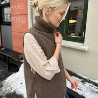 Swetry damskie - TEMU Damska kamizelka bez rękawów z wysokim kołnierzykiem i wiązaniem, idealna na jesień i zimę. Luźny krój w stylu vintage, idealna do warstwowania. - miniaturka - grafika 1