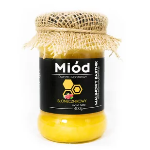 MIÓD SŁONECZNIKOWY 400 g MALINOWY BARTNIK - Miód MIÓD SŁONECZNIKOWY 400 g MALINOWY BARTNIK - Miód - miniaturka - grafika 1