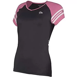 Koszulki i topy damskie - DUNLOP Dunlop Damska koszulka 72226-XXL Performance Line Crew T-shirt, czarny/różowy, XXL 72226-XXL - grafika 1