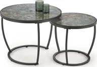 Ławy i stoliki kawowe - Halmar Zestaw 2 stolików INES zielony marmur/czarny HALMAR - miniaturka - grafika 1