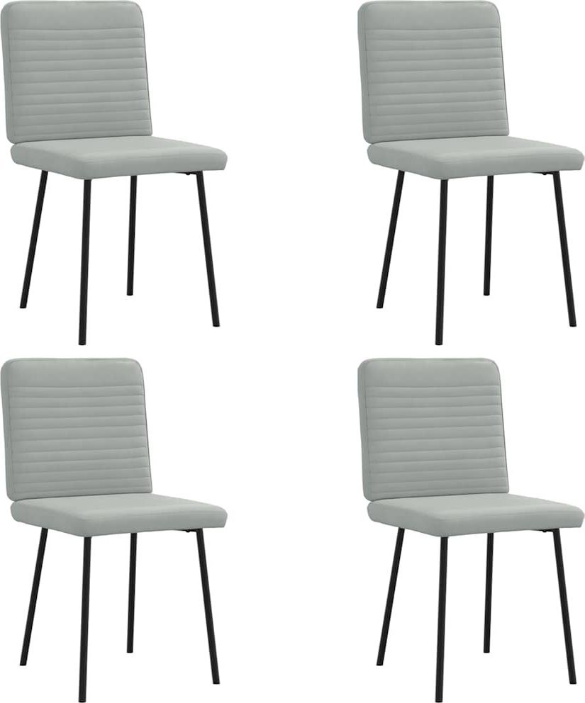 Krzesła stołowe, 4 szt., jasnoszare, obite aksamitem