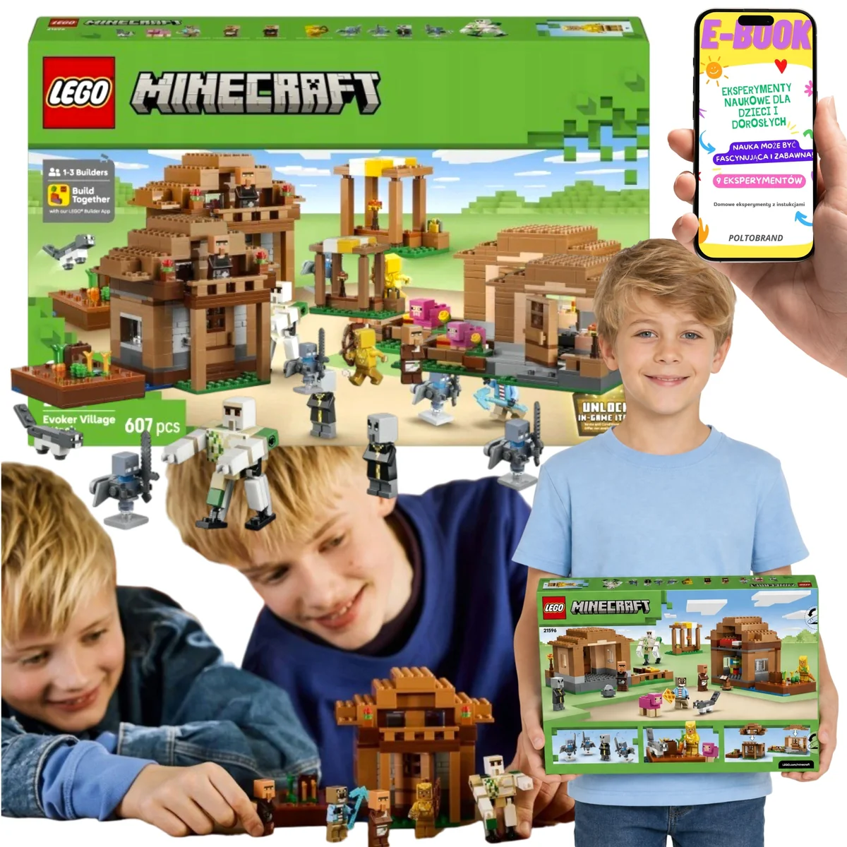 LEGO MINECRAFT Najazd przywoływaczy na wioskę dla dziecka 9 10 11 lat 21596 607 el.
