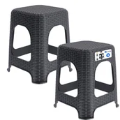 Taborety i hokery - Taboret rattan 45 x 26 cm antracyt, 2 szt. - miniaturka - grafika 1