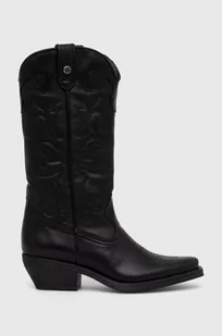 Steve Madden kowbojki skórzane Wishley damskie kolor czarny na słupku SM11003071 - Kozaki damskie - miniaturka - grafika 1