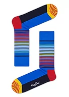 Skarpetki męskie - Happy Socks Half Stripe, kolorowe i zabawne, Skarpety dla kobiet i mężczyzn, Niebieski-Czerwony-Żółty-Czarny (41-46) - miniaturka - grafika 1