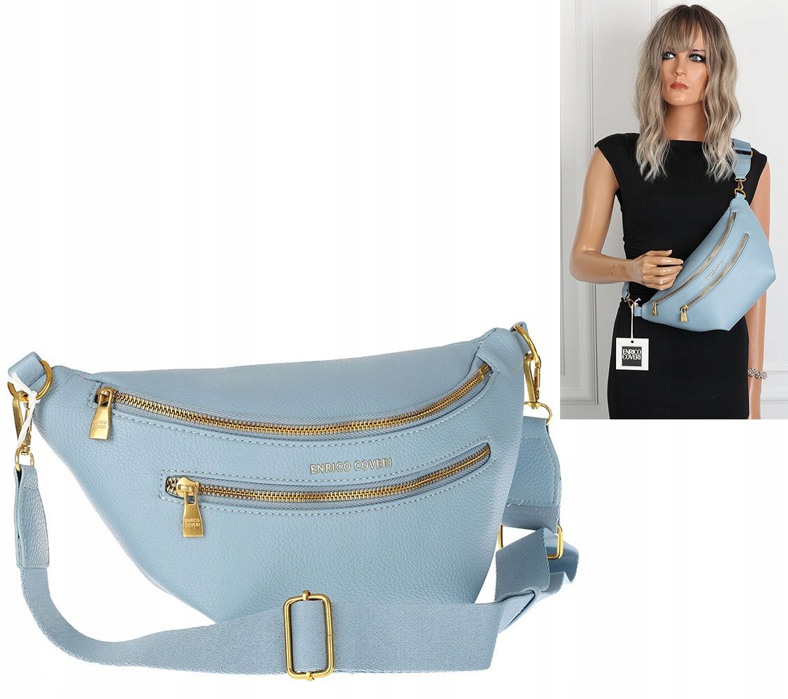 Torebka Damska Listonoszka włoskiej marki Enrico Coveri EC2151 Niebieska