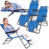 Leżaki ogrodowe - Leżak ogrodowy grawitacyjny niebieski zestaw 2 szt. - miniaturka - grafika 1