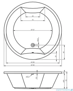 Riho Limited Carmen wanna okrągła 180cm z hydromasażem Thermae Line + zagłówki czarne B038004005 - Wanny z hydromasażem - miniaturka - grafika 2