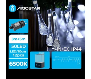 Aigostar - Zewnętrzny łańcuch dekoracyjny LED 50xLED/8 funkcje 8m IP44 zimny biały - Lampy ogrodowe - miniaturka - grafika 1