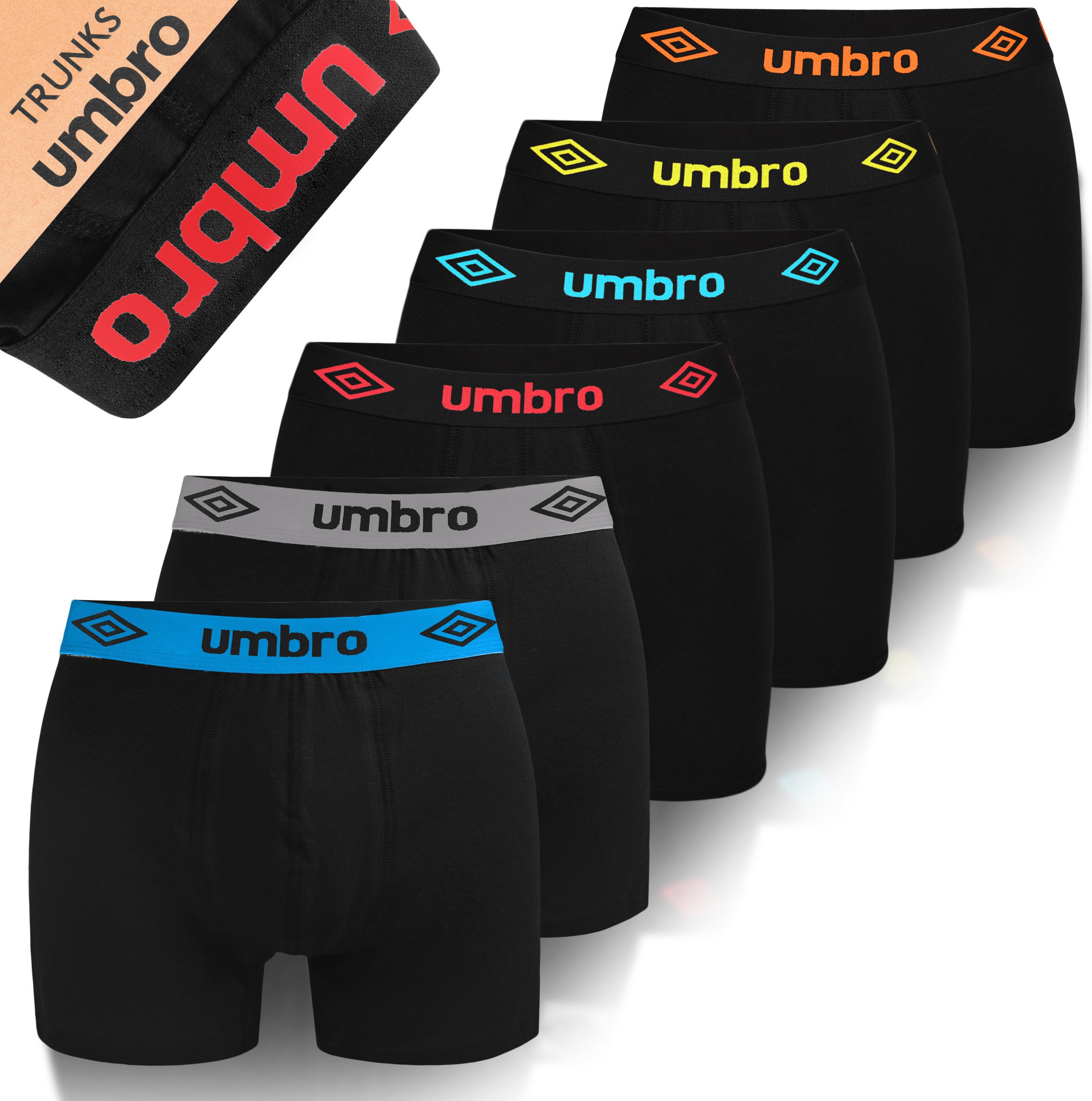 UMBRO 6 Pack PREMIUM bokserki męskie bawełniane Elastyczne, miękkie spodnie dla mężczyzn Idealne dopasowanie Doskonała, przytulna jakość, M