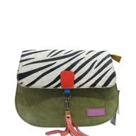 Torebki damskie - Torebka damska klasyczna zamszowa odpinany wymienny chwost brelok OLIVKA - miniaturka - grafika 1