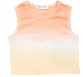 Koszulki i topy damskie - Replay Top Dziecięcy Bawełniany Na Ramiączkach Z Napisem 106 Kya - miniaturka - grafika 1