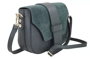 Torebka listonoszka z zamszową klapą - Zielona ciemna - Torebki damskie - miniaturka - grafika 2