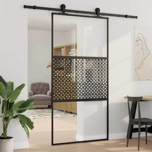 vidaXL Drzwi przesuwne Czarny 102.5 x 205 cm - Drzwi wewnętrzne - miniaturka - grafika 1