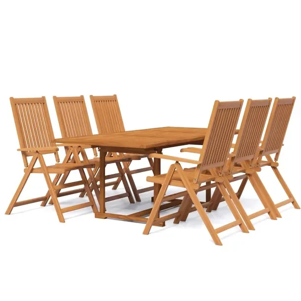 Zestaw Mebli Ogrodowych Akacja 7 elementów, 150-200x100x75 cm, brązowy