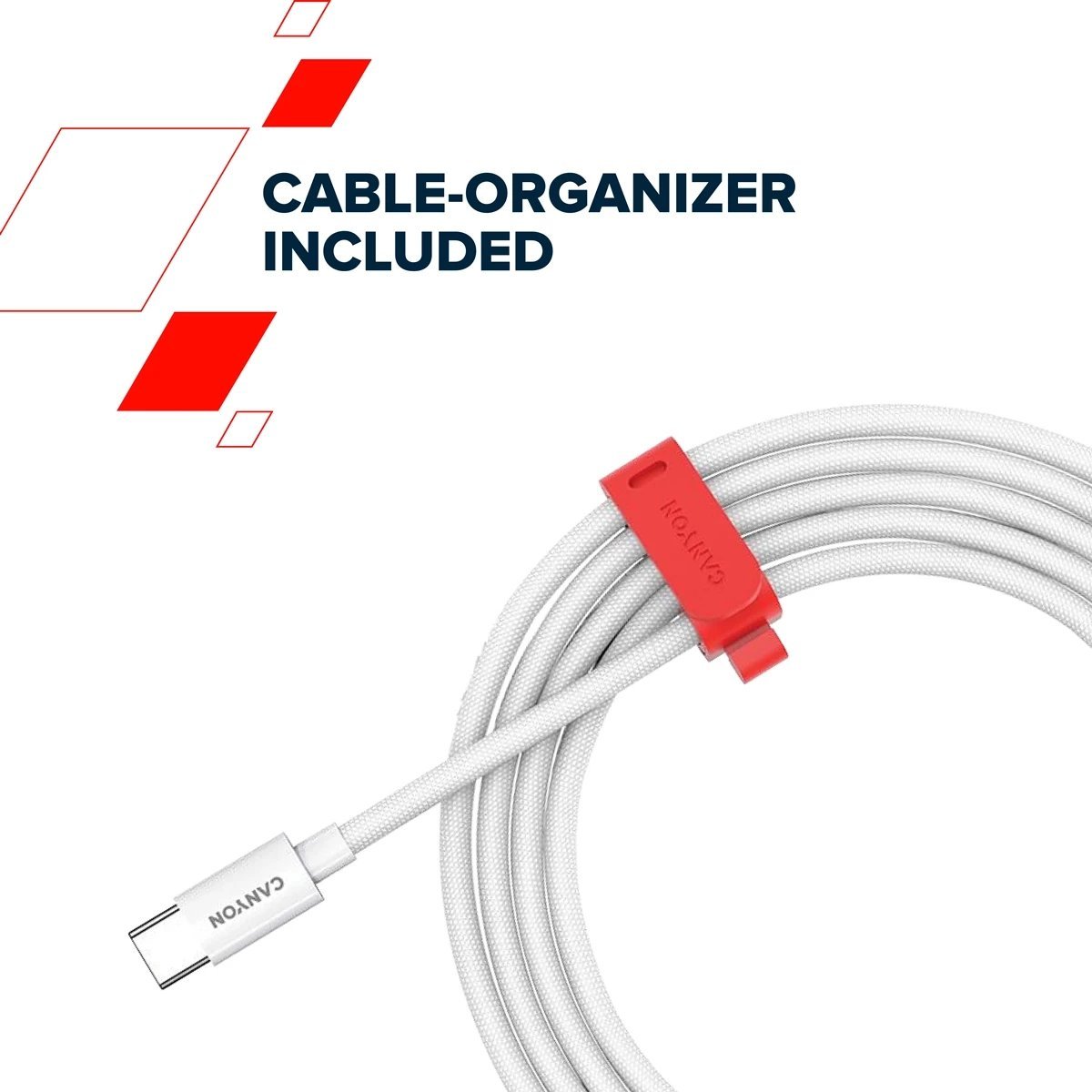 CANYON cable CC60AB C-C 60W Braided 2m White CND-CC60AB20W 5291485016579