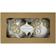 Bombki - Bombka szklana dekor bogaty 10 cm biały 2 szt. - miniaturka - grafika 1