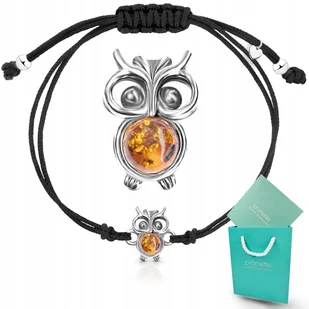 Bransoletka z bursztynem srebrna sznurkowa sowa dla ucznia srebro 925 - Bransoletki Bransoletka z bursztynem srebrna sznurkowa sowa dla ucznia srebro 925 - Bransoletki - miniaturka - grafika 1