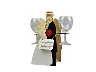 ZESTAW KARAFKA KIELISZKI DO WINA MŁODA PARA ŚLUB NA PREZENT - Zestawy upominkowe - miniaturka - grafika 1