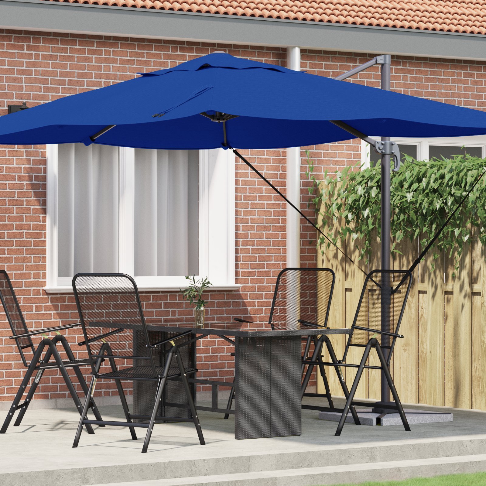 vidaXL Niebieski parasol z daszkiem Niebieski