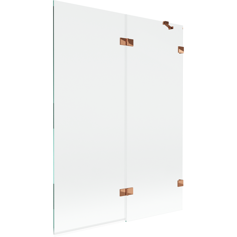 Mexen Lunar parawan nawannowy 2-skrzydłowy prawy 130 x 150 cm, transparent, różowe złoto - 897-130-100-60-00-P