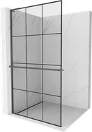 Ścianki i drzwi prysznicowe - Mexen Kioto+ L ścianka prysznicowa z półką Walk-in 120 x 200 cm, czarny wzór, gun metal - 800-120-123-95-77 - miniaturka - grafika 1