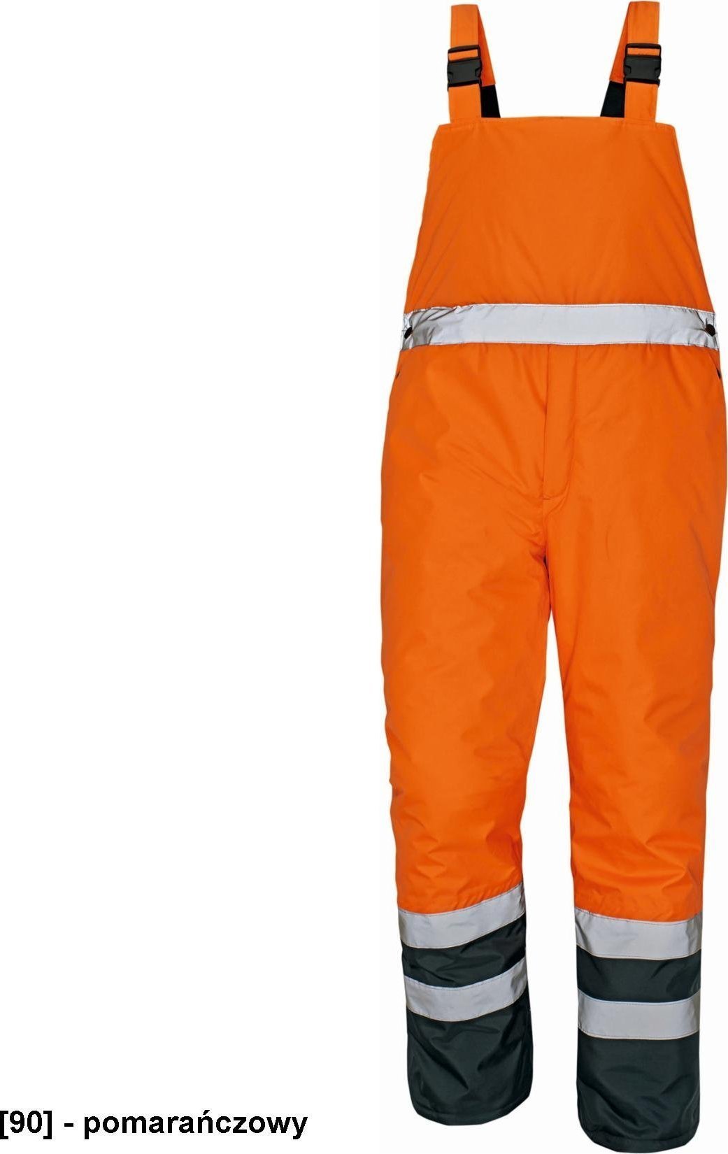 CERVA PADSTOW - ocieplane spodnie ochronne ogrodniczki, wodoodporne, 100% Oxford polyester/PU - pomarańczowy L