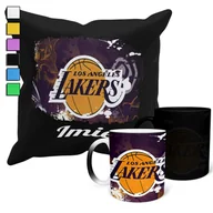 Gadżety dla niej i dla niego - ZESTAW KUBEK MAGICZNY ZMIENIAJĄCY KOLOR + POSZEWKA NBA LA LAKERS+ IMIĘ - miniaturka - grafika 1