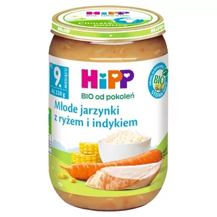 HiPP BIO Młode jarzynki z ryżem i indykiem po 9. miesiącu 220 g - Dania dla dzieci - miniaturka - grafika 1