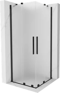 Mexen Velar Duo kabina prysznicowa rozsuwana 80x80 cm, szron, czarna - 871-080-080-32-70 - Kabiny prysznicowe - miniaturka - grafika 1