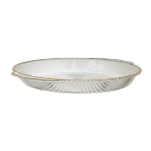 Fernity Taca Mirage 38,5cm owalna złoty brzeg plastikowa - Tace i patery - miniaturka - grafika 1