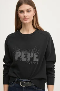 Pepe Jeans bluza LUNA damska kolor czarny z aplikacją PL581466 - Bluzy damskie - miniaturka - grafika 1