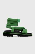Sandały damskie - Tommy Jeans sandały CHUNKY SANDAL damskie kolor zielony na platformie EN0EN02073 - miniaturka - grafika 1
