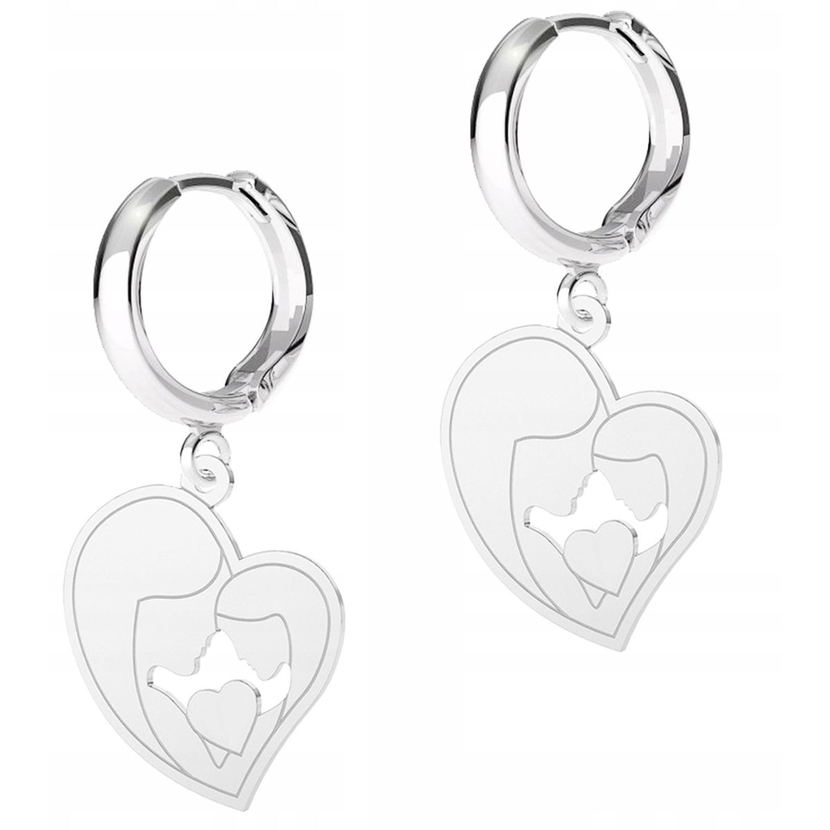 Kolczyki Srebrne Serca Matka z Córką Mama Serca Serduszka SREBRO 925